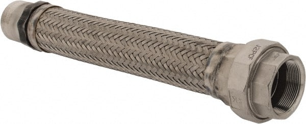 Made in USA - 18" OAL, 2" ID, 450 Max psi, Flexible Metal Hose Assembly - Exact Tool & Supply