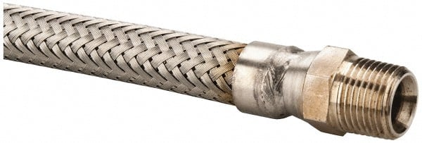 Made in USA - 24" OAL, 1/2" ID, 1,040 Max psi, Flexible Metal Hose Assembly - Exact Tool & Supply