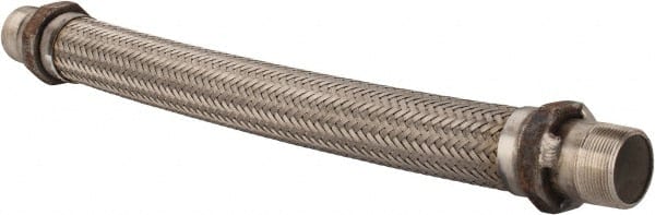 Made in USA - 24" OAL, 1-1/2" ID, 410 Max psi, Flexible Metal Hose Assembly - Exact Tool & Supply
