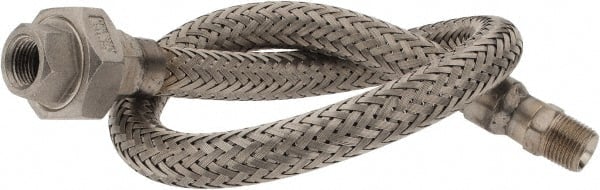 Made in USA - 24" OAL, 3/8" ID, 1,450 Max psi, Flexible Metal Hose Assembly - Exact Tool & Supply