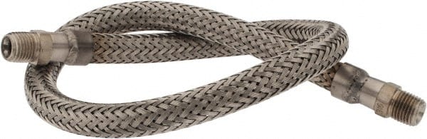 Made in USA - 24" OAL, 1/4" ID, 2,240 Max psi, Flexible Metal Hose Assembly - Exact Tool & Supply