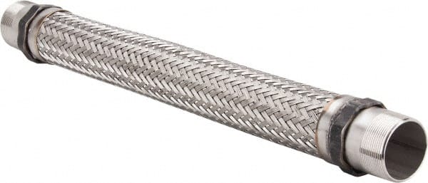 Made in USA - 24" OAL, 2" ID, 450 Max psi, Flexible Metal Hose Assembly - Exact Tool & Supply