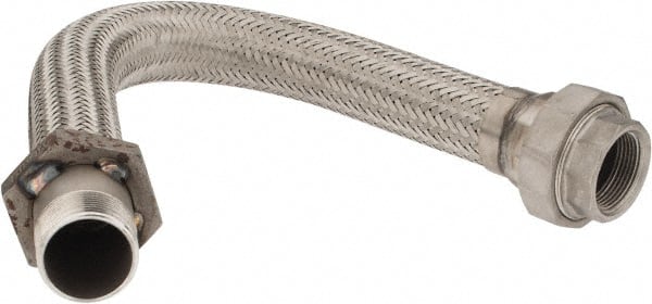Made in USA - 24" OAL, 1-1/4" ID, 450 Max psi, Flexible Metal Hose Assembly - Exact Tool & Supply