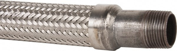 Made in USA - 30" OAL, 1" ID, 580 Max psi, Flexible Metal Hose Assembly - Exact Tool & Supply