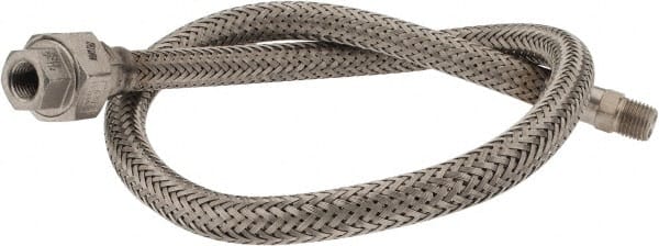 Made in USA - 30" OAL, 1/4" ID, 2,240 Max psi, Flexible Metal Hose Assembly - Exact Tool & Supply