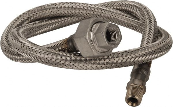 Made in USA - 36" OAL, 1/4" ID, 2,240 Max psi, Flexible Metal Hose Assembly - Exact Tool & Supply