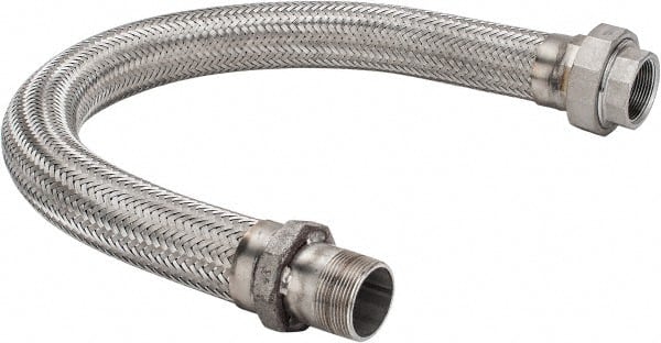 Made in USA - 36" OAL, 1-1/2" ID, 410 Max psi, Flexible Metal Hose Assembly - Exact Tool & Supply