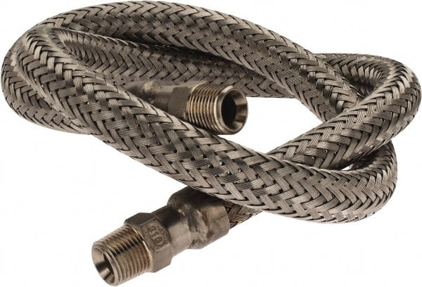 Made in USA - 36" OAL, 3/8" ID, 1,450 Max psi, Flexible Metal Hose Assembly - Exact Tool & Supply