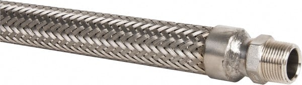 Made in USA - 36" OAL, 3/4" ID, 600 Max psi, Flexible Metal Hose Assembly - Exact Tool & Supply