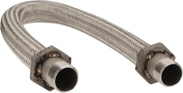 Made in USA - 36" OAL, 1-1/4" ID, 450 Max psi, Flexible Metal Hose Assembly - Exact Tool & Supply