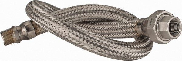 Made in USA - 36" OAL, 3/4" ID, 600 Max psi, Flexible Metal Hose Assembly - Exact Tool & Supply