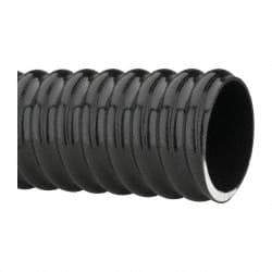 Made in USA - 2" ID, 28 Hg Vac Rating, 70 psi, PVC Vacuum & Duct Hose - 100' Long, Black, 5" Bend Radius, -10°F Min - Exact Tool & Supply
