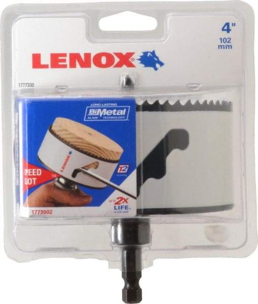 Lenox - 4" Diam, 1-1/2" Cutting Depth, Hole Saw - Bi-Metal Saw, Toothed Edge - Exact Tool & Supply