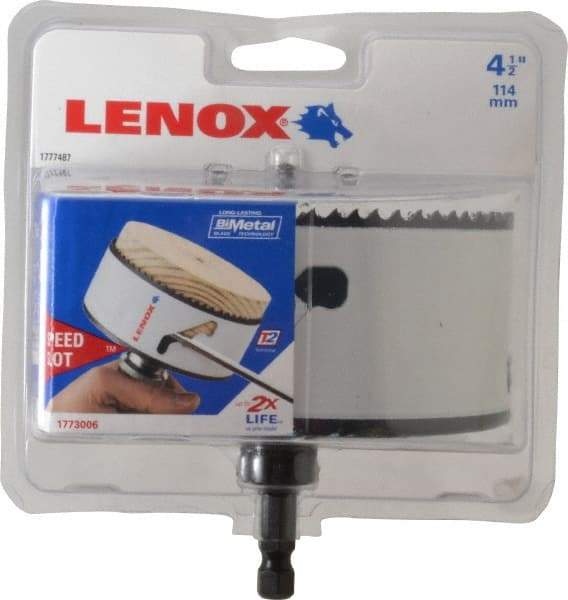 Lenox - 4-1/2" Diam, 1-1/2" Cutting Depth, Hole Saw - Bi-Metal Saw, Toothed Edge - Exact Tool & Supply