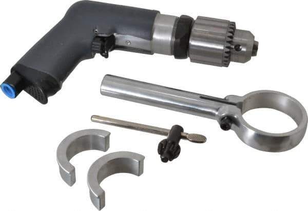 Ingersoll-Rand - 1/2" Reversible Keyed Chuck - Pistol Grip Handle, 900 RPM, 17 CFM, 0.4 hp, 90 psi - Exact Tool & Supply