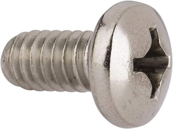Value Collection - 1/4-20 UNC, 1/2" Length Under Head Phillips Drive Machine Screw - Pan Head, Grade 316 Stainless Steel, Uncoated, Without Washer - Exact Tool & Supply