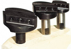 Made in USA - 3 Piece, 3/4" Shank Diam, 1-3/8" to 2-1/2" Max Head Diam, Straight Shank, Fly Cutter Set - 1 Bit Per Cutter, 5/16" Tool Bit, Multiple Head Diams, Includes Wood Block - Exact Tool & Supply