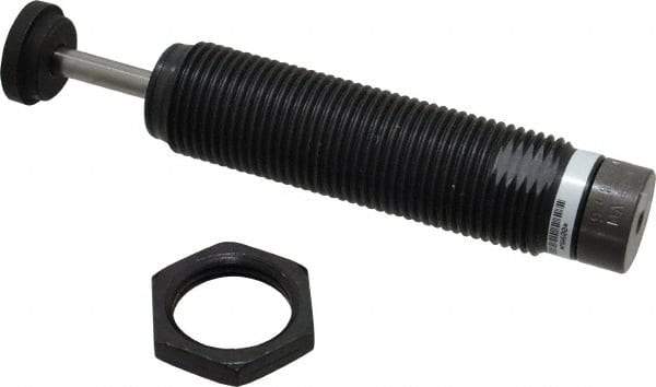 Parker - 1-12 Thread, 1/4 Rod Diam, 1 Stroke Length, Male Button Shock - 0.88 Shock Outside Diam, 5.62 OAL - Exact Tool & Supply