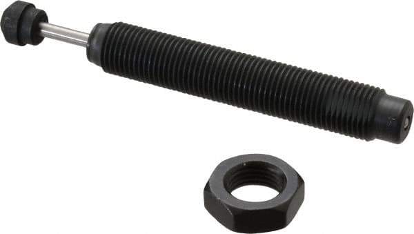 Parker - 9/16-18 Thread, 0.16 Rod Diam, 0.63 Stroke Length, Male Button Shock - 0.46 Shock Outside Diam, 4-1/2 OAL - Exact Tool & Supply