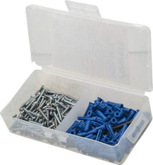 Powers Fasteners - #8 x 1 Screw, 7/8" Long, 3/4" Thick, Plug Drywall & Hollow Wall Anchor - 3/16" Drill, Plastic, Use in Concrete, & Masonry & Wallboard - Exact Tool & Supply