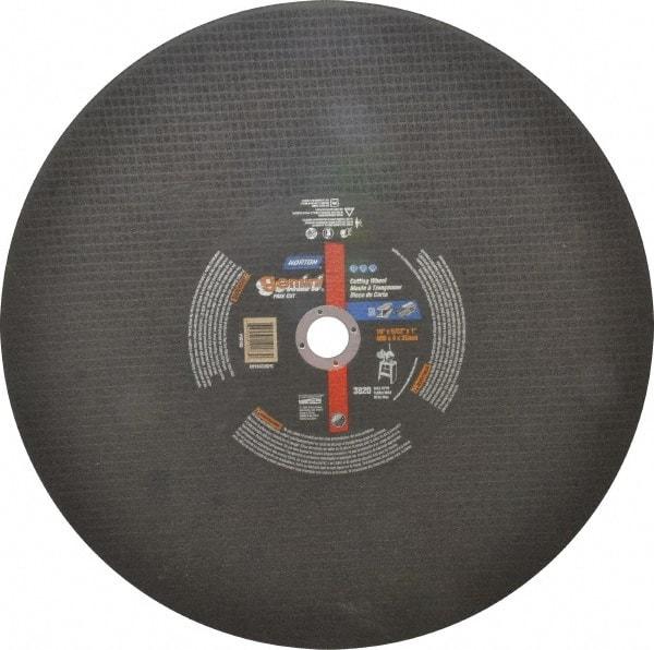 Norton - 16" Aluminum Oxide Cutoff Wheel - 5/32" Thick, 1" Arbor, 3,820 Max RPM, Use with Stationary Tools - Exact Tool & Supply