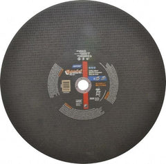 Norton - 16" Aluminum Oxide Cutoff Wheel - 5/32" Thick, 1" Arbor, 3,820 Max RPM, Use with Stationary Tools - Exact Tool & Supply