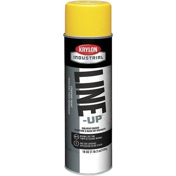 Krylon - 18 fl oz Yellow Striping Paint - 234 to 332 Sq Ft/Gal Coverage, Solvent-Based Formula - Exact Tool & Supply