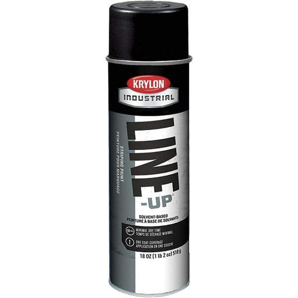 Krylon - 18 fl oz Black Striping Paint - 234 to 332 Sq Ft/Gal Coverage, Solvent-Based Formula - Exact Tool & Supply