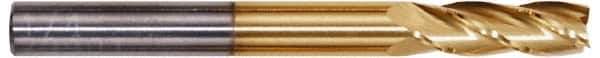 Hertel - 13/64", 5/8" LOC, 1/4" Shank Diam, 2-1/2" OAL, 4 Flute, Solid Carbide Square End Mill - Single End, TiN Finish, Spiral Flute, 30° Helix, Centercutting, Right Hand Cut, Right Hand Flute - Exact Tool & Supply
