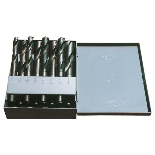 ‎9/16-1 RHS / RHC HSS 118 Degree Radial Point Silver & Deming Reduced Shank Drill Set - Steam Oxide - Exact Tool & Supply
