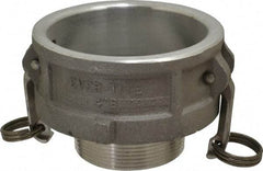 EVER-TITE Coupling Products - 4" Aluminum Cam & Groove Suction & Discharge Hose Female Coupler Male NPT Thread - Part B, 3" Thread, 100 Max psi - Exact Tool & Supply