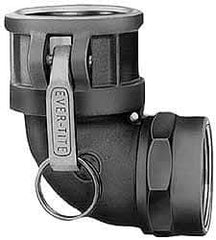 EVER-TITE Coupling Products - 6" Aluminum Cam & Groove Suction & Discharge Hose Female Coupler Female NPT Thread, 90° - Part D, 6" Thread, 75 Max psi - Exact Tool & Supply
