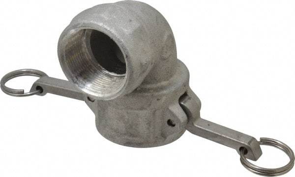 EVER-TITE Coupling Products - 1-1/2" Aluminum Cam & Groove Suction & Discharge Hose Female Coupler Female NPT Thread, 90° - Part D, 1-1/2" Thread, 250 Max psi - Exact Tool & Supply