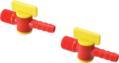 Value Collection - 2 Piece, 1/4" ID Coolant Hose Nipple Valve - Male to Female Connection, POM Body, 1/4 NPT, Use with Snap Together Hose Systems - Exact Tool & Supply