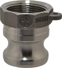 EVER-TITE Coupling Products - 1-1/4" Stainless Steel Cam & Groove Suction & Discharge Hose Male Adapter Female NPT Thread - Part A, 1-1/4" Thread, 250 Max psi - Exact Tool & Supply