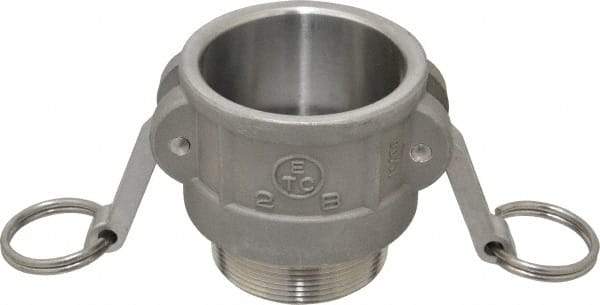 EVER-TITE Coupling Products - 2" Stainless Steel Cam & Groove Suction & Discharge Hose Female Coupler Male NPT Thread - Part B, 2" Thread, 250 Max psi - Exact Tool & Supply