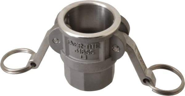 EVER-TITE Coupling Products - 1-1/4" Stainless Steel Cam & Groove Suction & Discharge Hose Female Coupler Female NPT Thread - Part D, 1-1/4" Thread, 250 Max psi - Exact Tool & Supply