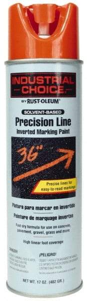 Rust-Oleum - 17 fl oz Orange Marking Paint - 600' to 700' Coverage at 1" Wide, Solvent-Based Formula - Exact Tool & Supply