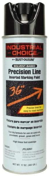 Rust-Oleum - 17 fl oz Black Marking Paint - 600' to 700' Coverage at 1" Wide, Solvent-Based Formula - Exact Tool & Supply