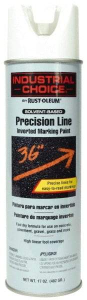 Rust-Oleum - 17 fl oz White Marking Paint - 600' to 700' Coverage at 1" Wide, Solvent-Based Formula - Exact Tool & Supply