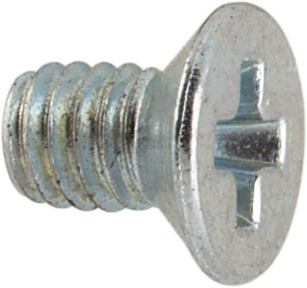 Value Collection - M2.5x0.45 Metric Coarse, 4mm OAL Phillips Drive Machine Screw - Flat Head, Grade 4.8 Steel, Zinc-Plated Finish, Without Washer - Exact Tool & Supply