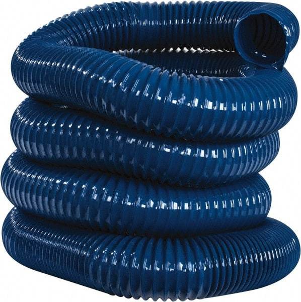 Hi-Tech Duravent - 4" ID, 25' Long, PVC Blower & Duct Hose - Blue, 5-1/2" Bend Radius, 17 In/Hg, 11 Max psi, -20 to 180°F, Abrasion and Chemical Resistant - Exact Tool & Supply