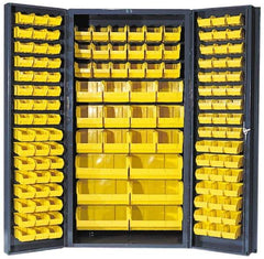 Quantum Storage - 132 Bin Storage Cabinet - Steel, 36" Wide x 24" Deep x 72" High, Gray - Exact Tool & Supply