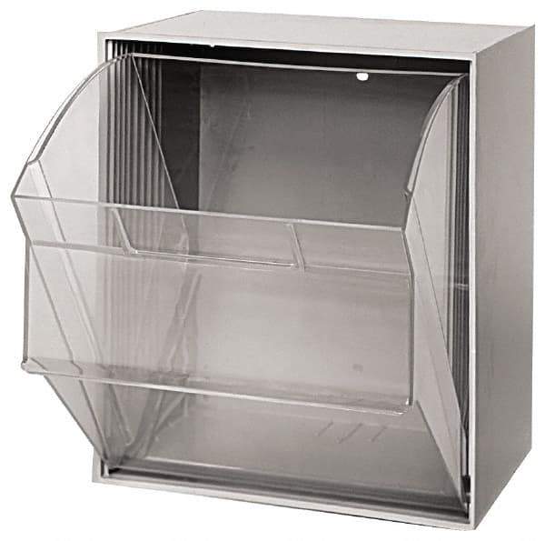 Quantum Storage - 11-13/16" Wide x 13-7/8" High x 11-7/8" Deep, Small Parts Tip Out Stacking Bin Organizer - Polystyrene Frame, 1 Compartments, 11-1/16" Wide x 13-5/8" High x 8-7/8" Deep Bin - Exact Tool & Supply