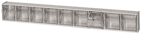 Quantum Storage - 23-5/8" Wide x 3-1/8" High x 2-1/2" Deep, Small Parts Tip Out Stacking Bin Organizer - Polystyrene Frame, 9 Compartments, 2-3/16" Wide x 2-1/2" High x 1-3/4" Deep Bin - Exact Tool & Supply