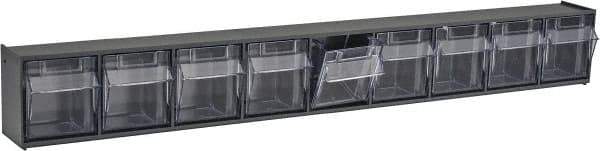 Quantum Storage - 23-5/8" Wide x 3-1/8" High x 2-1/2" Deep, Small Parts Tip Out Stacking Bin Organizer - Polystyrene Frame, 9 Compartments, 2-3/16" Wide x 2-1/2" High x 1-3/4" Deep Bin - Exact Tool & Supply