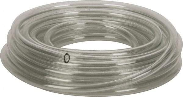Made in USA - 1/2" ID x 3/4" OD, 1/8" Wall Thickness, 50' Long, Tygon Tube - Clear, 32 Max psi, 64 Hardness - Exact Tool & Supply