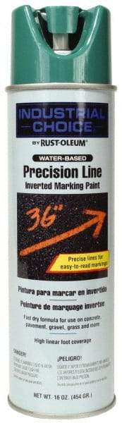 Rust-Oleum - 17 fl oz Green Marking Paint - 600' to 700' Coverage at 1" Wide, Water-Based Formula - Exact Tool & Supply
