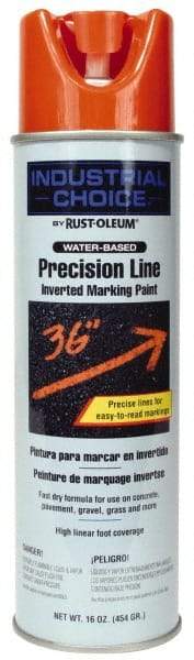 Rust-Oleum - 17 fl oz Orange Marking Paint - 600' to 700' Coverage at 1" Wide, Water-Based Formula - Exact Tool & Supply