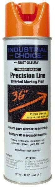 Rust-Oleum - 17 fl oz Orange Marking Paint - 600' to 700' Coverage at 1" Wide, Water-Based Formula - Exact Tool & Supply